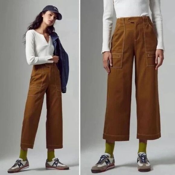 Anthropologie Pants - Anthropologie Size 12 Wide Leg Cropped Porter Pants Spicy Mustard Brown